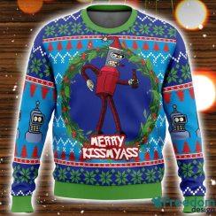Merry Kissmyass Futurama Ugly Christmas Sweater Unisex 3D Christmas Sweater Gift image Merry Kissmyass Futurama Ugly Christmas Sweater Unisex 3D Christmas Sweater Gift Product Photo 2