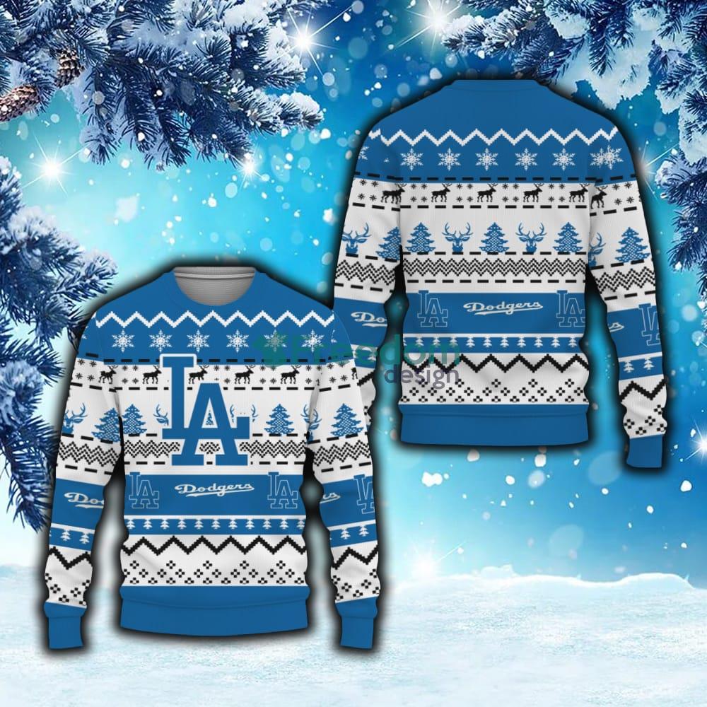 Los Angeles Dodgers Logo Knitted Pattern Ugly Christmas Sweater - Banantees