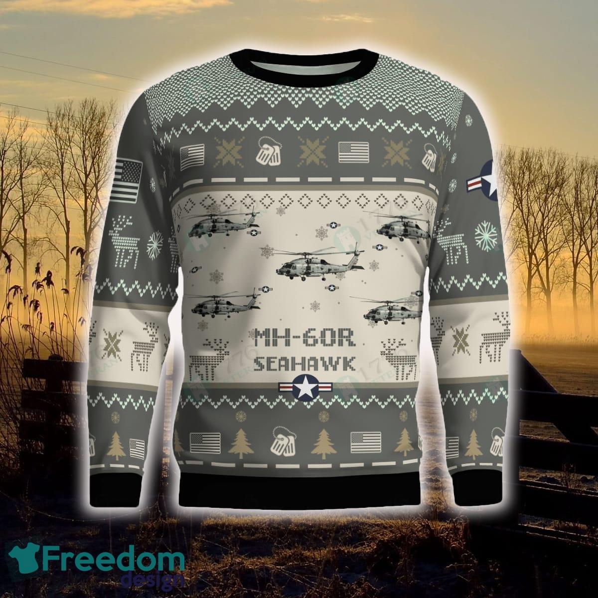 MH-60R Seahawk MH60R Aircraft Ugly Christmas Sweater Veterans Holidays For Men And Women - MH-60R Seahawk MH60R_Aircraft Ugly Sweater_2