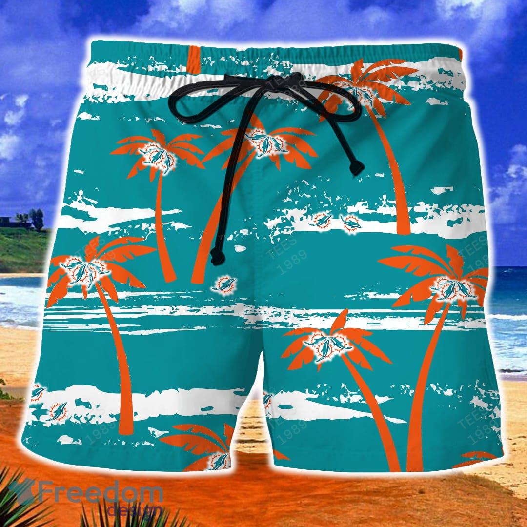 Miami Dolphins Tropical Hibiscus Coconut Pattern Hawaiian Shirt And Shorts  Summer Gift hawaiian shirt - Limotees