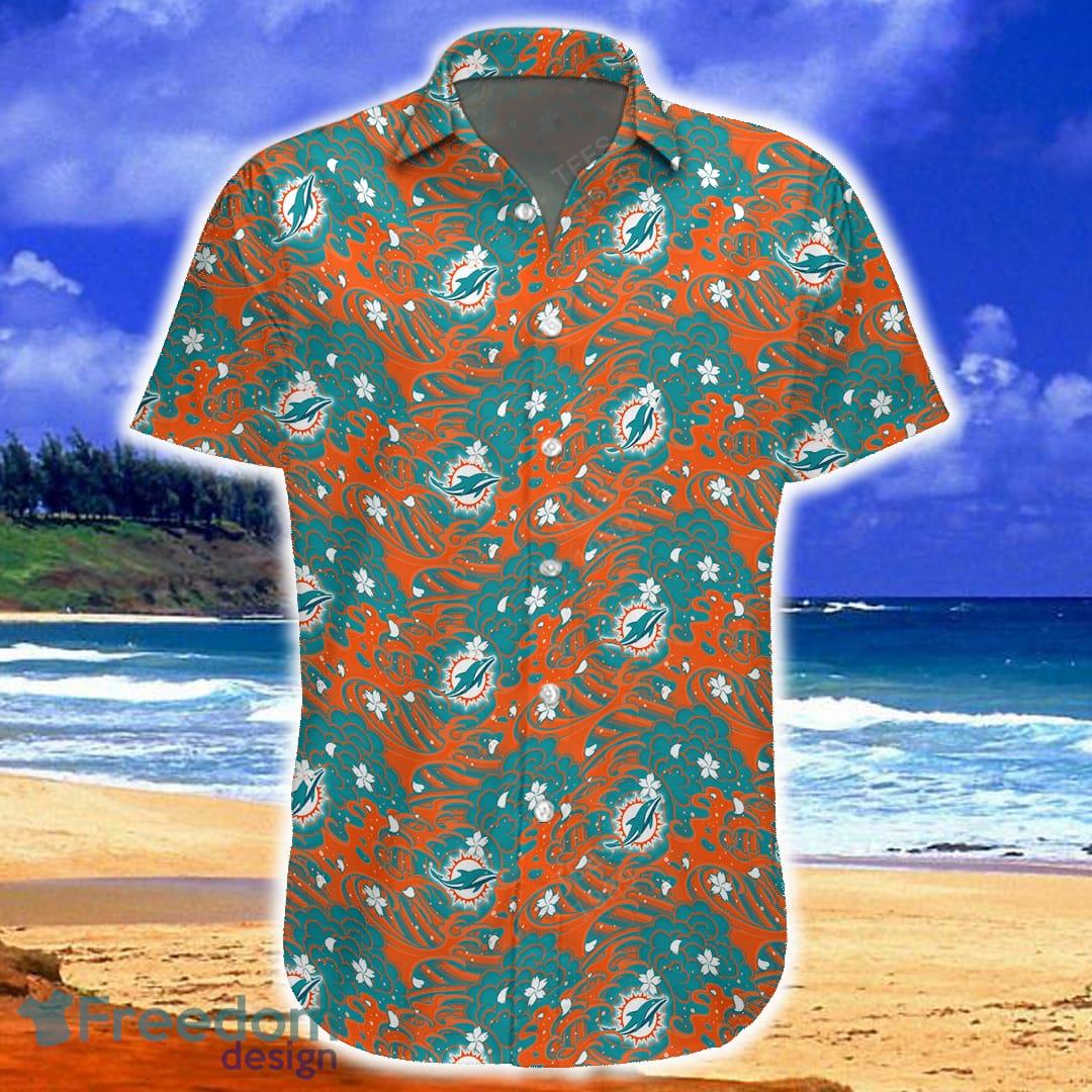 Miami Dolphins Mens Casual Button Down Top Summer Beach Short Sleeve Tops  Gift