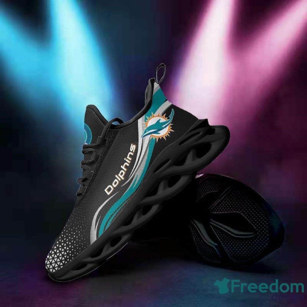 Miami Dolphins Logo Black Stripe Running Sneaker Max Soul Shoes In