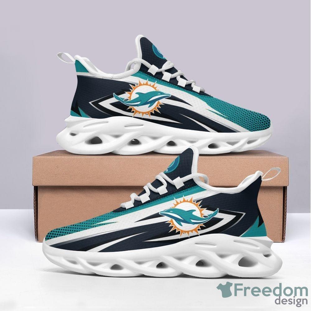 Miami Dolphins Logo Black Stripe Running Sneaker Max Soul Shoes In