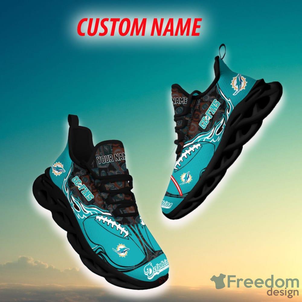 NFL Miami Dolphins Custom Name Aqua Orange Max Soul Shoes Gift For Fans  Sport