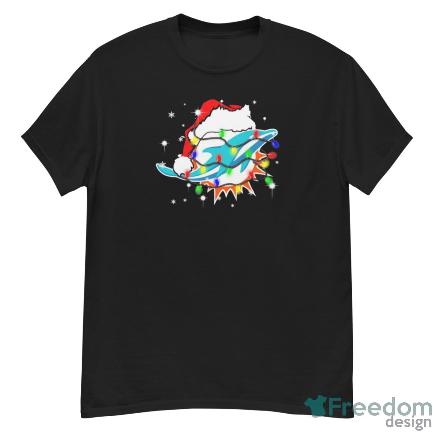 Miami Dolphins Santa Hat Christmas Light Shirt, hoodie, sweater