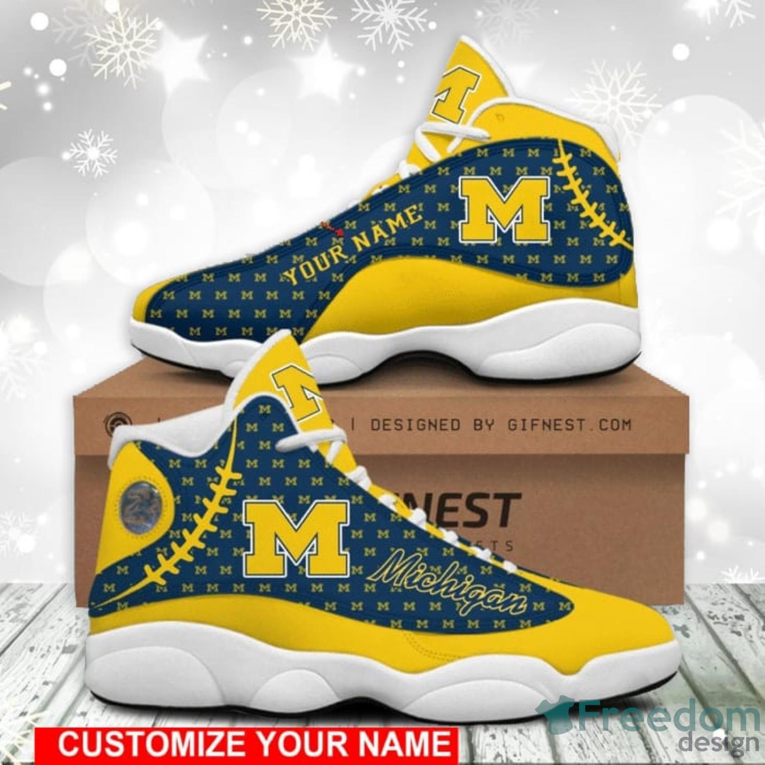 Air Jordan 13 Michigan Wolverines Custom Tennis Shoes, Sneakers