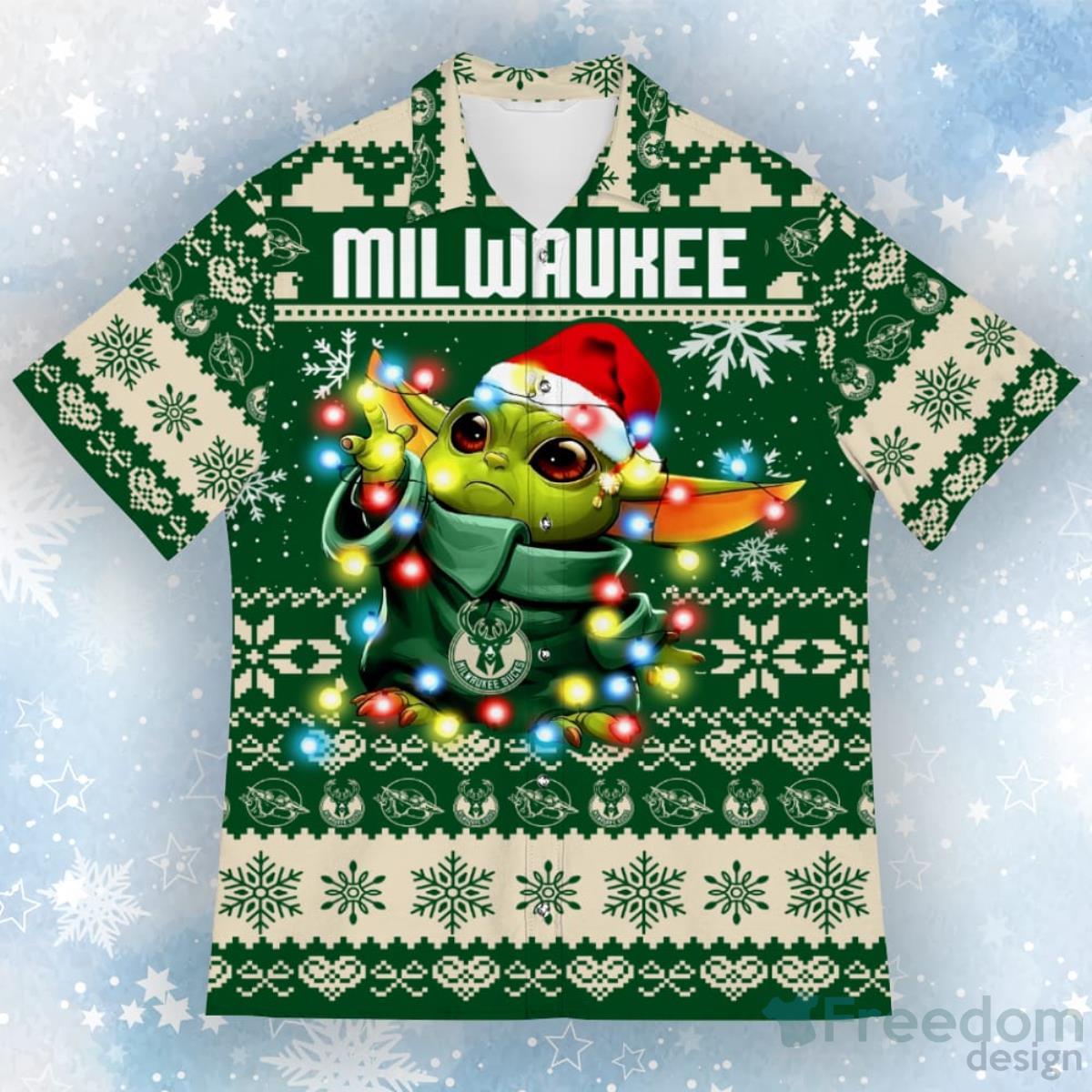 Milwaukee Bucks New Trends Custom Name And Number Christmas Hawaiian Shirt  - Freedomdesign