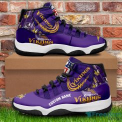 Minnesota Vikings Custom Name NFL Air Jordan 11 Shoes Men And Women Sneakers