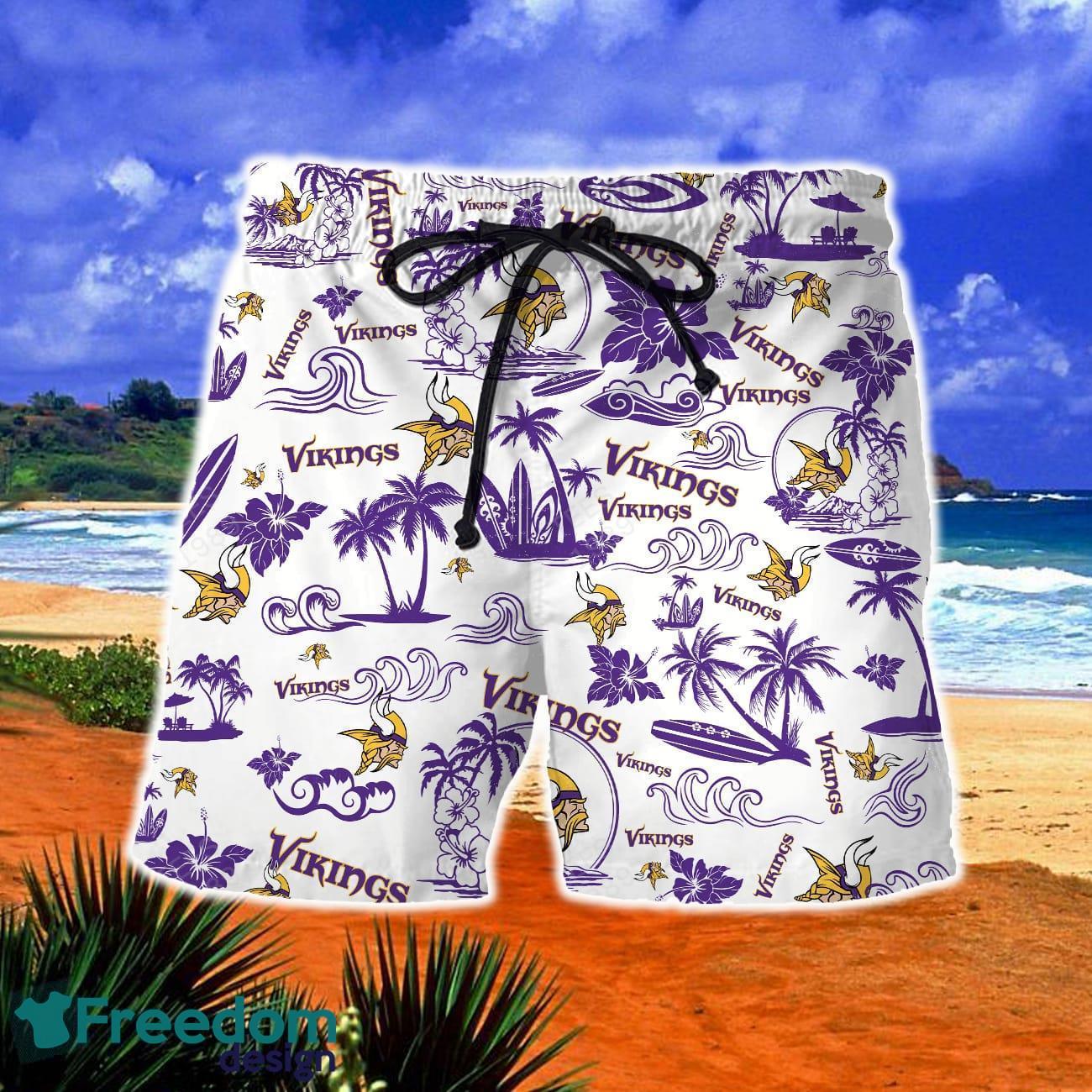 Minnesota Vikings and skull Hawaiian Shirt And Shorts Summer Vacation Gift  - Banantees