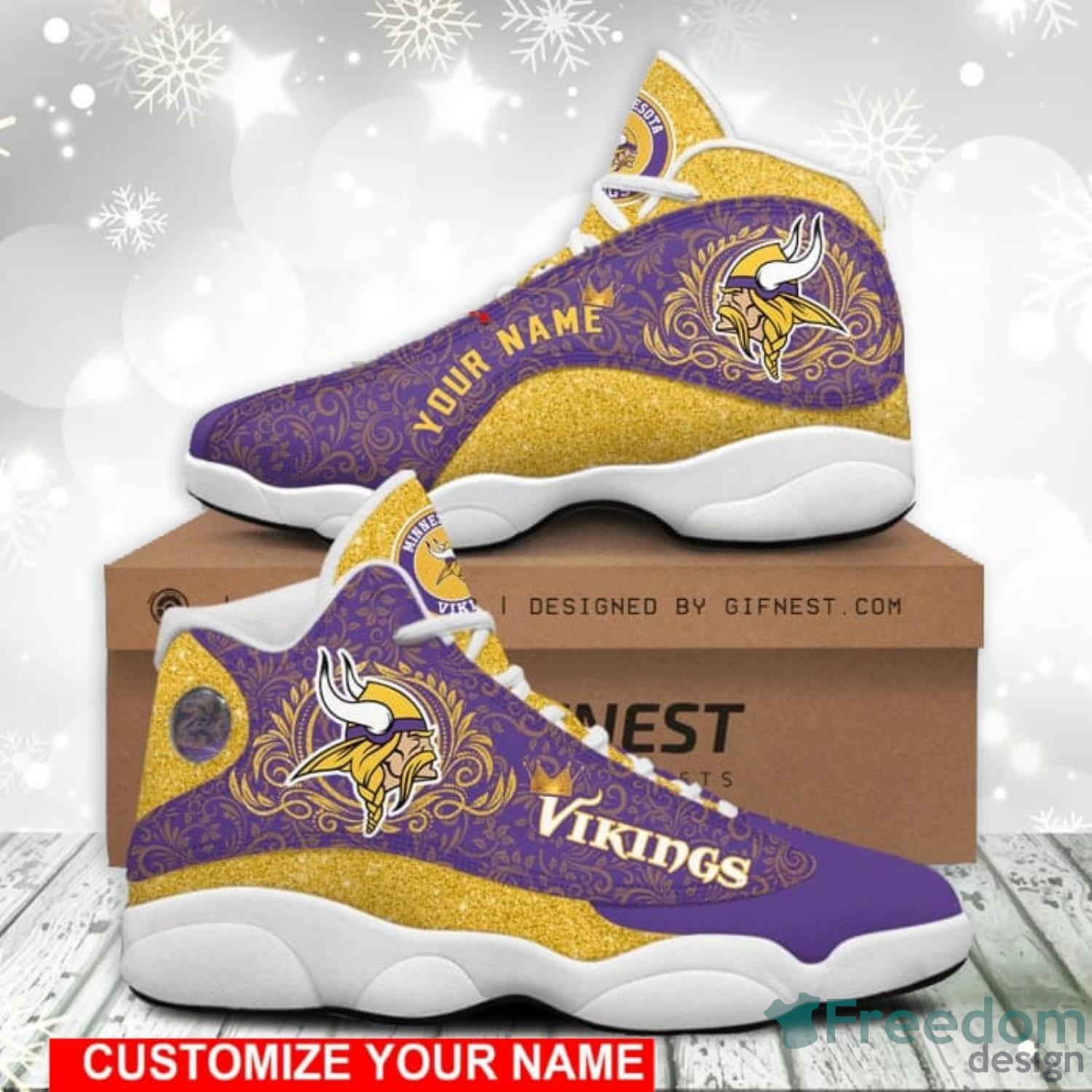 Minnesota Vikings Air Jordan 13 Sneakers Nfl Custom Sport Shoes