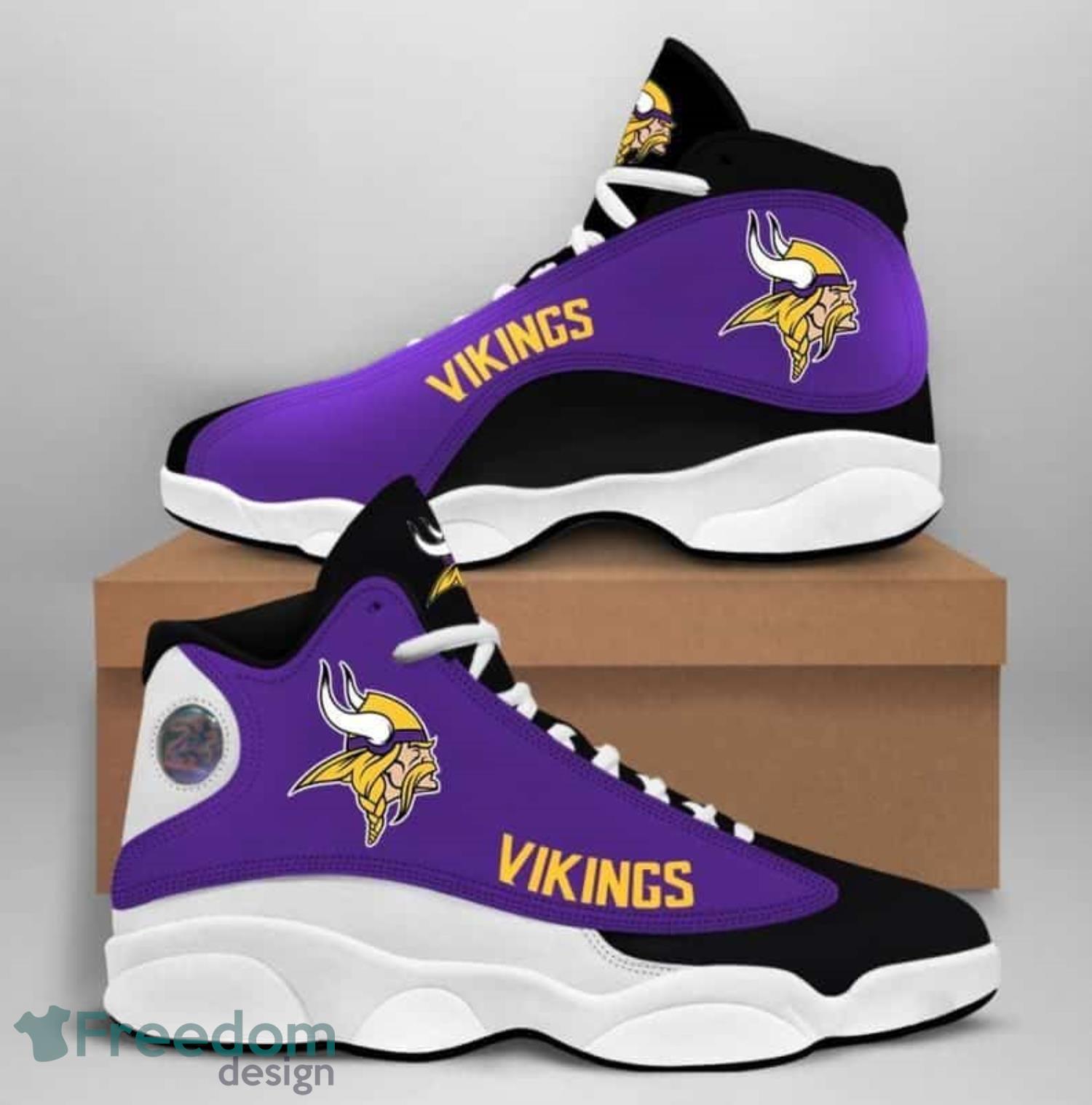 Minnesota Vikings Camo Pattern Air Jordan 13 Shoes For Fans