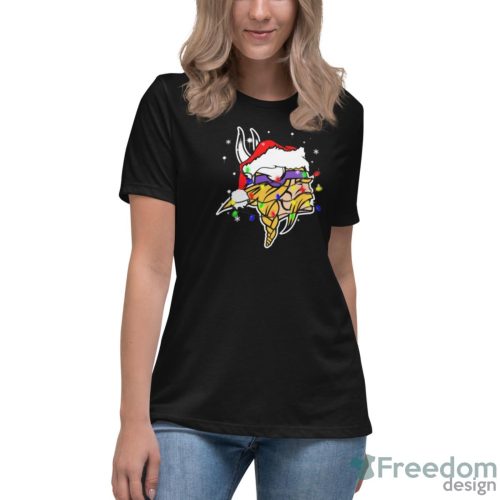 Minnesota vikings Santa Hat Christmas Light Shirt - Women's Relaxed Short Sleeve Jersey Tee