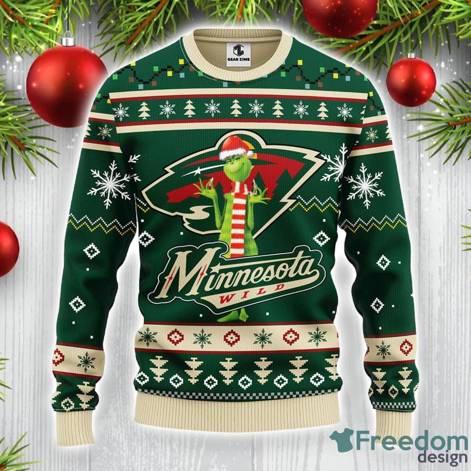 For NHL Fans Minnesota Wild Grinch Hand Funny Men And Women Christmas Gift  3D Ugly Christmas Sweater - Banantees