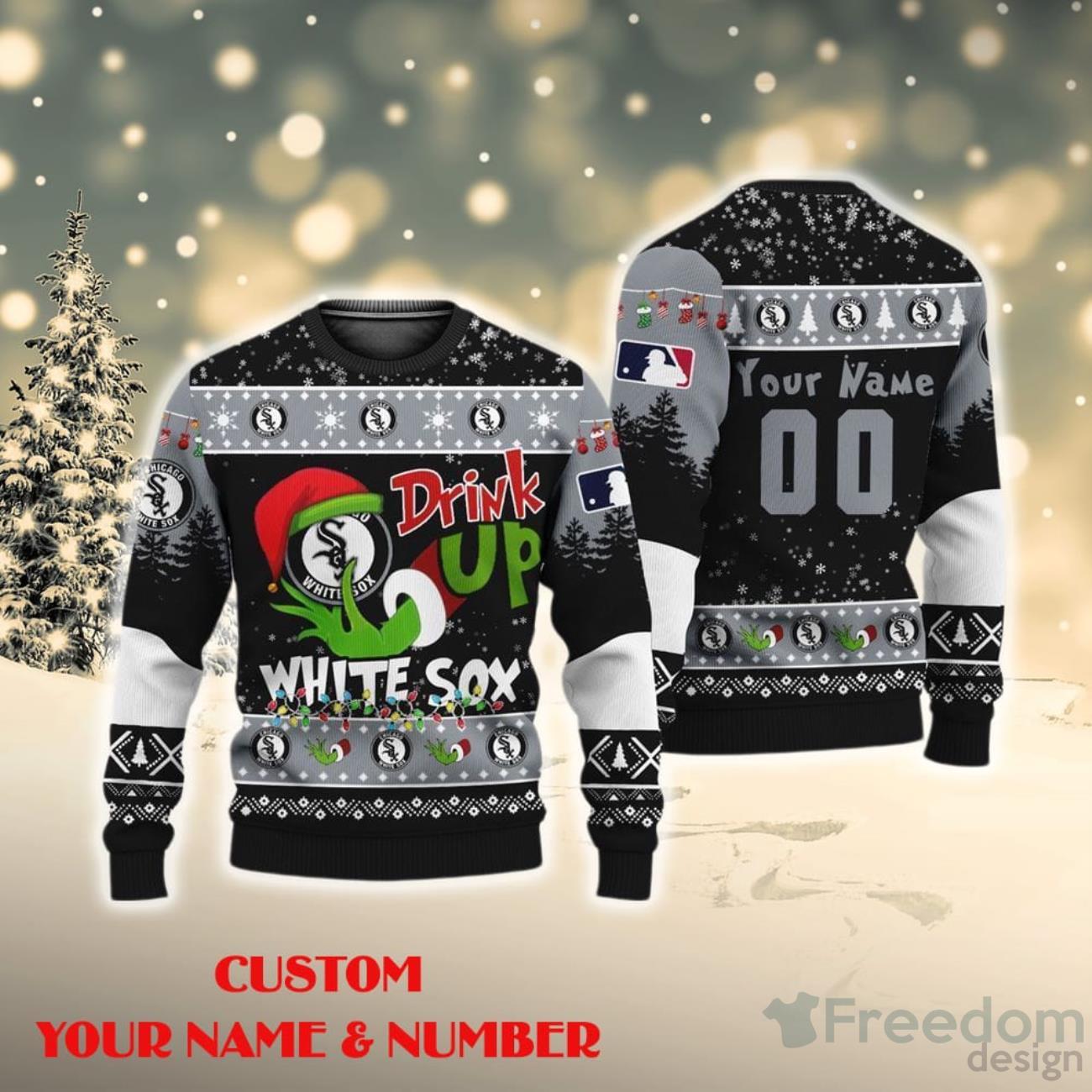MLB Custom Name And Number Grinch Drink Up Pittsburgh Pirates Ugly  Christmas Sweaters Christmas Gift For Fans