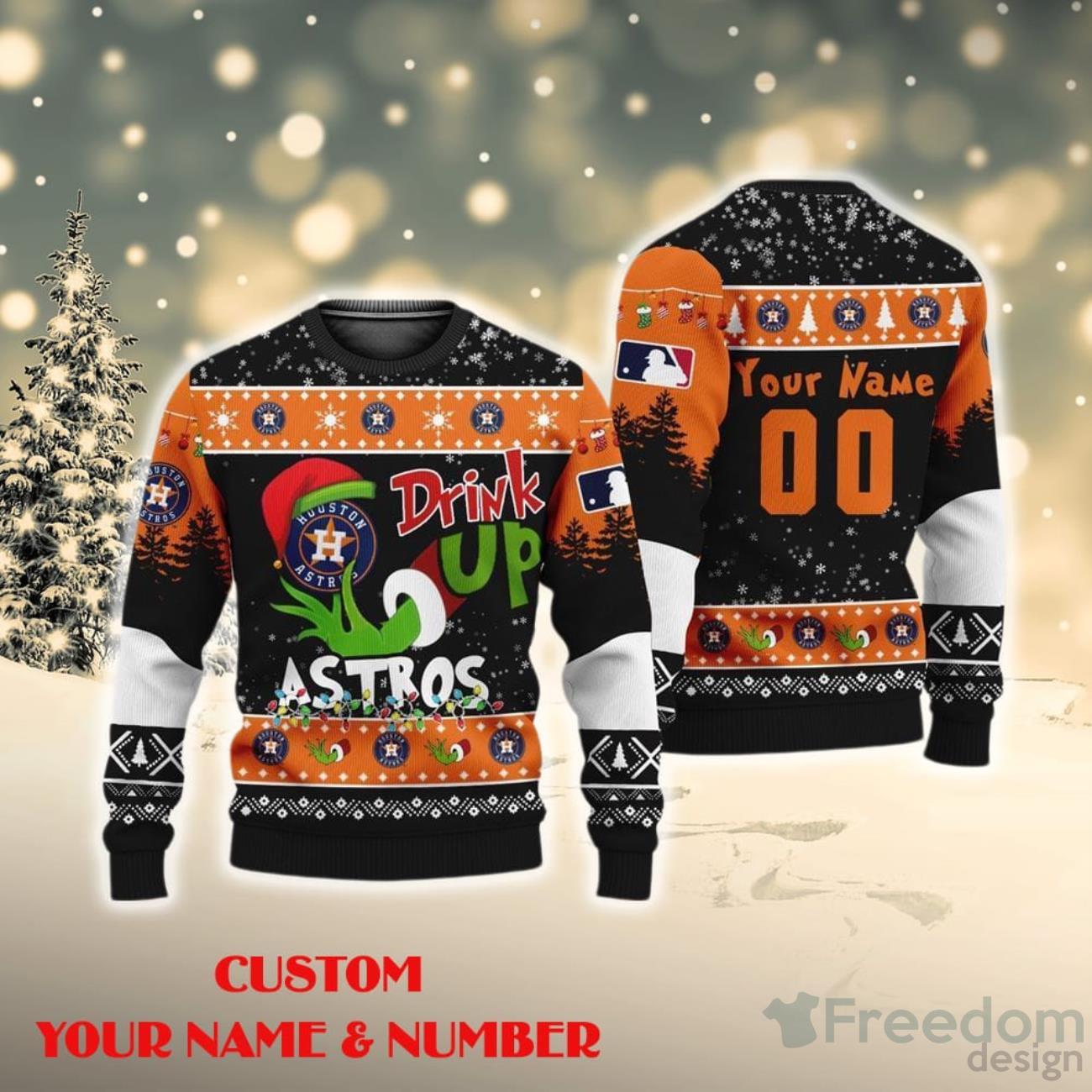 MLB Grinch Drink Up Toronto Blue Jays Custom Ugly Christmas Sweater, Jumpers - OwlOhh