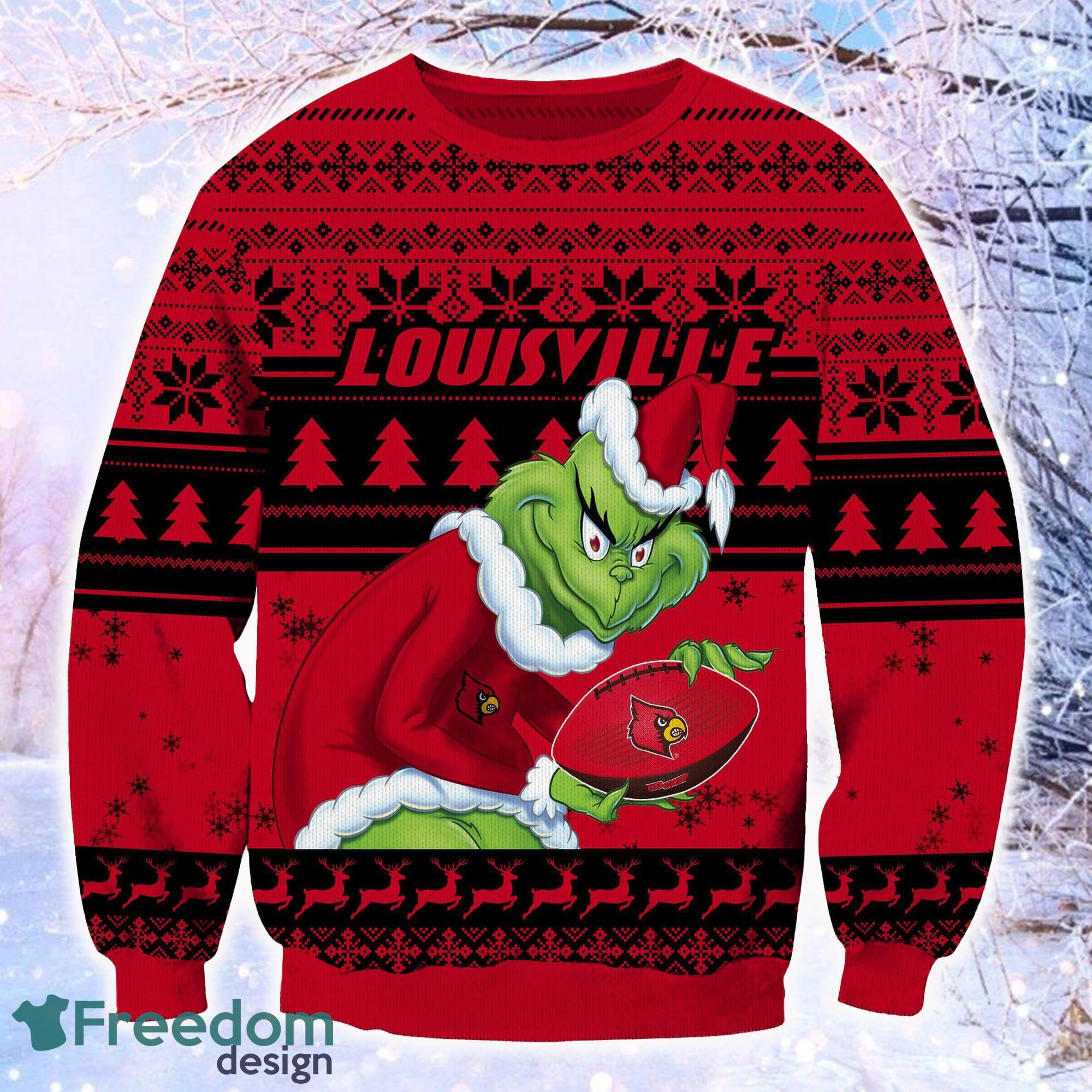 Santa grinch and Dog Louisville Cardinals Football christmas sweater, hoodie,  longsleeve tee, sweater