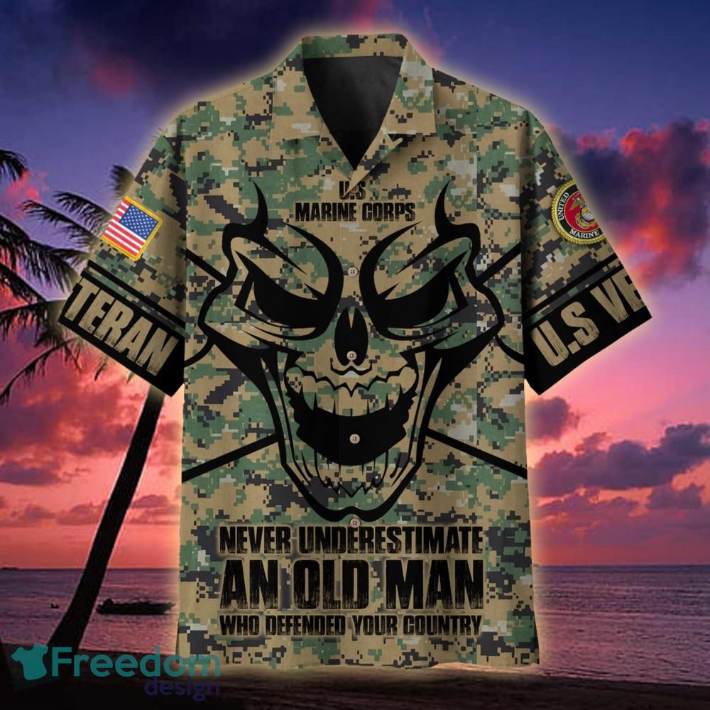 Colored Feather Eagle Multiservice US Marine Corps Hawaiian Shirt For Men  Veteran - Freedomdesign