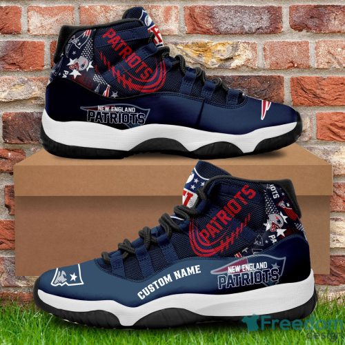 New England Patriots Custom Name NFL Air Jordan 11 Shoes Men And Women Sneakers Product Photo 1