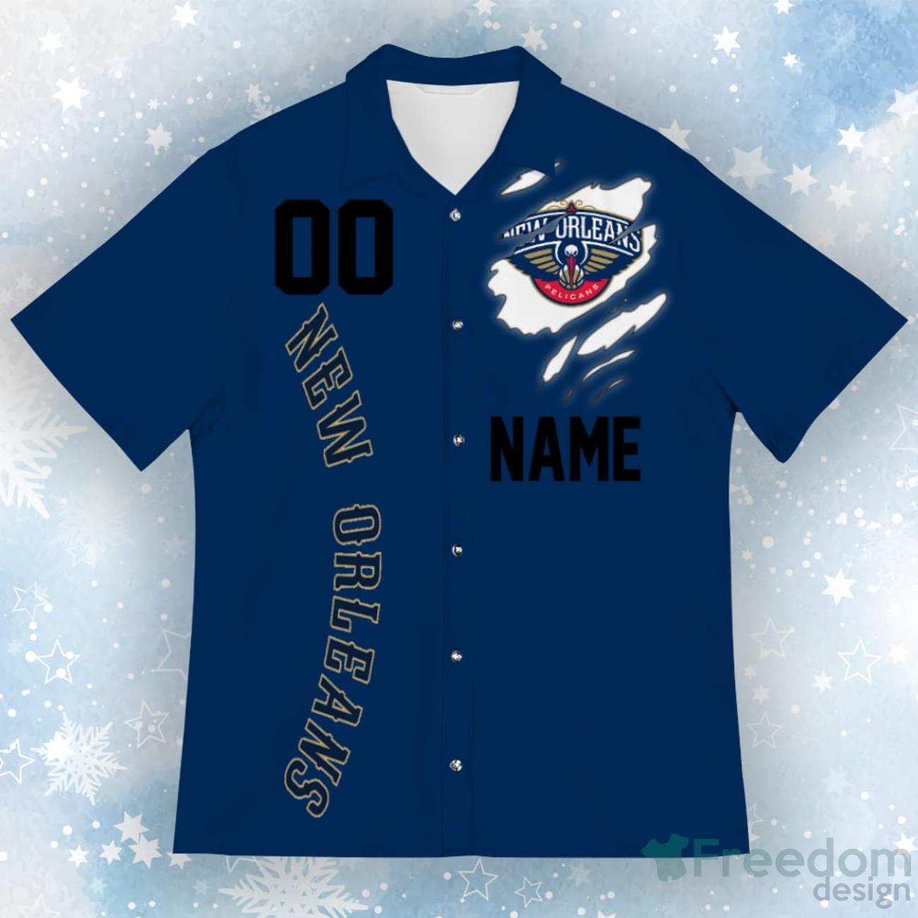 New Orlean Pelicans New Trends Custom Name And Number Christmas Hawaiian  Shirt - Freedomdesign