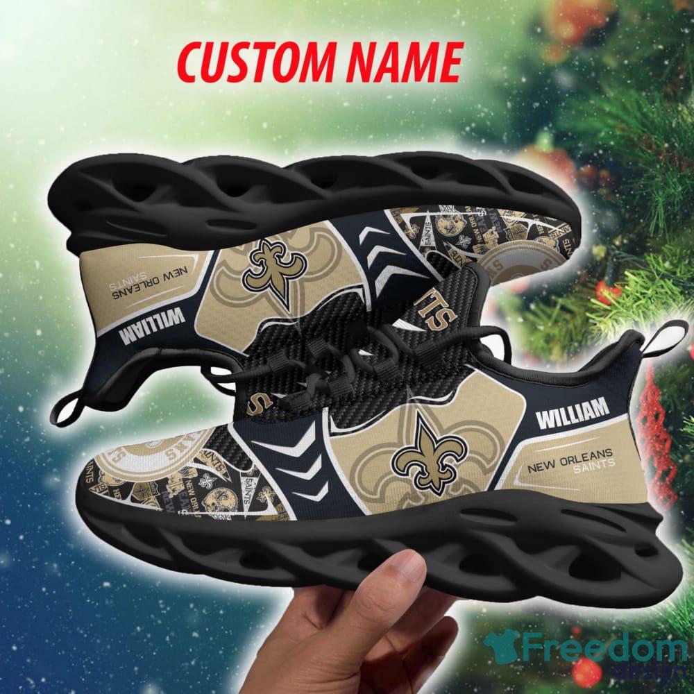 Familycustom Gifts, New Orleans Saints Custom Personalized Max Soul Sneakers Running Sport Shoes for Men Women, Women's Sneakers Black / US10 (EU41)