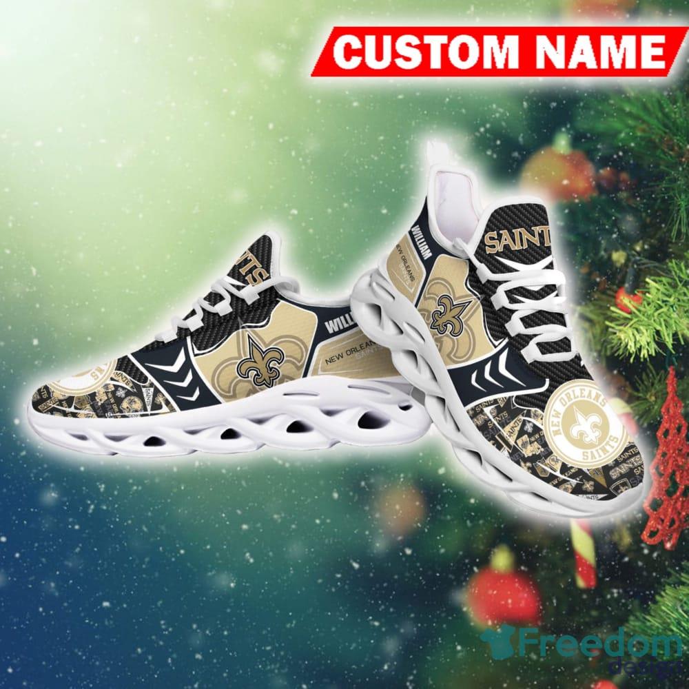 Familycustom Gifts, New Orleans Saints Custom Personalized Max Soul Sneakers Running Sport Shoes for Men Women, Women's Sneakers Black / US10 (EU41)