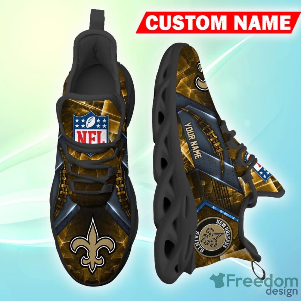 Familycustom Gifts, New Orleans Saints Custom Personalized Max Soul Sneakers Running Sport Shoes for Men Women, Women's Sneakers Black / US10 (EU41)