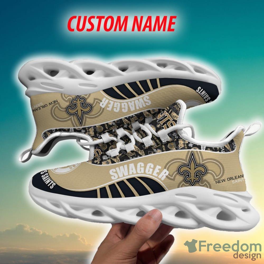 Familycustom Gifts, New Orleans Saints Custom Personalized Max Soul Sneakers Running Sport Shoes for Men Women, Women's Sneakers Black / US10 (EU41)