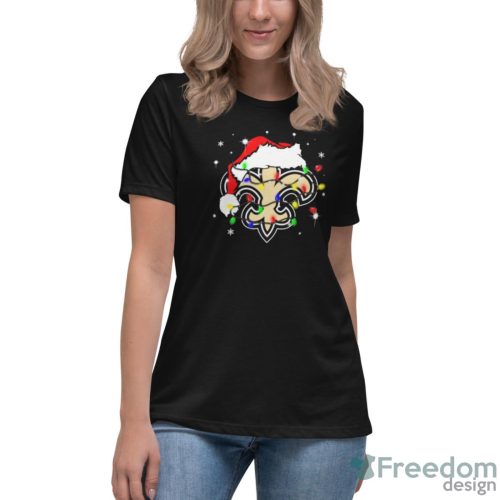 New Orleans Saints Santa Hat Christmas Light Shirt - Women's Relaxed Short Sleeve Jersey Tee