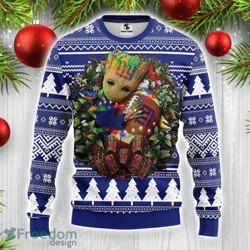 New York Giants Groot Hug Christmas Ugly Sweater Christmas Gift For Sport Fans Product Photo 1