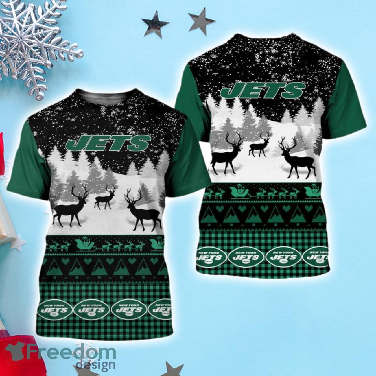 New York Jets Christmas Reindeers Pattern Ugly Christmas Sweater -  Freedomdesign