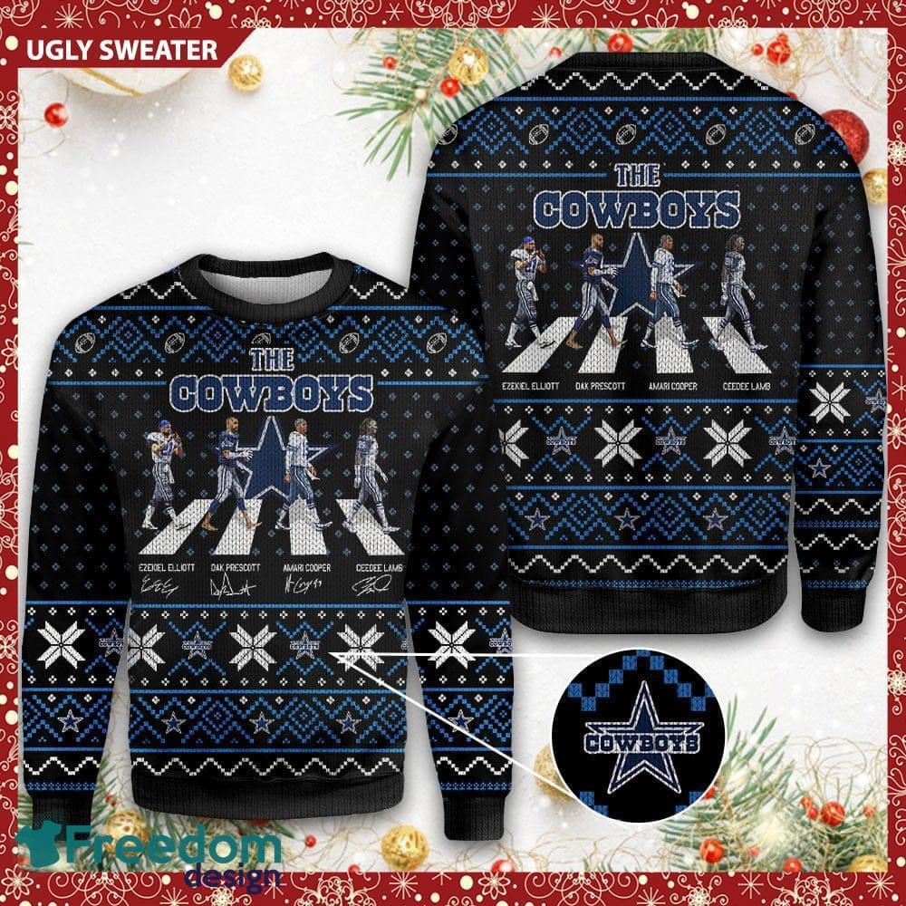 Dallas Cowboys Christmas Santa Claus Pattern Knitted Ugly Christmas Sweater  AOP Gift For Men And Women