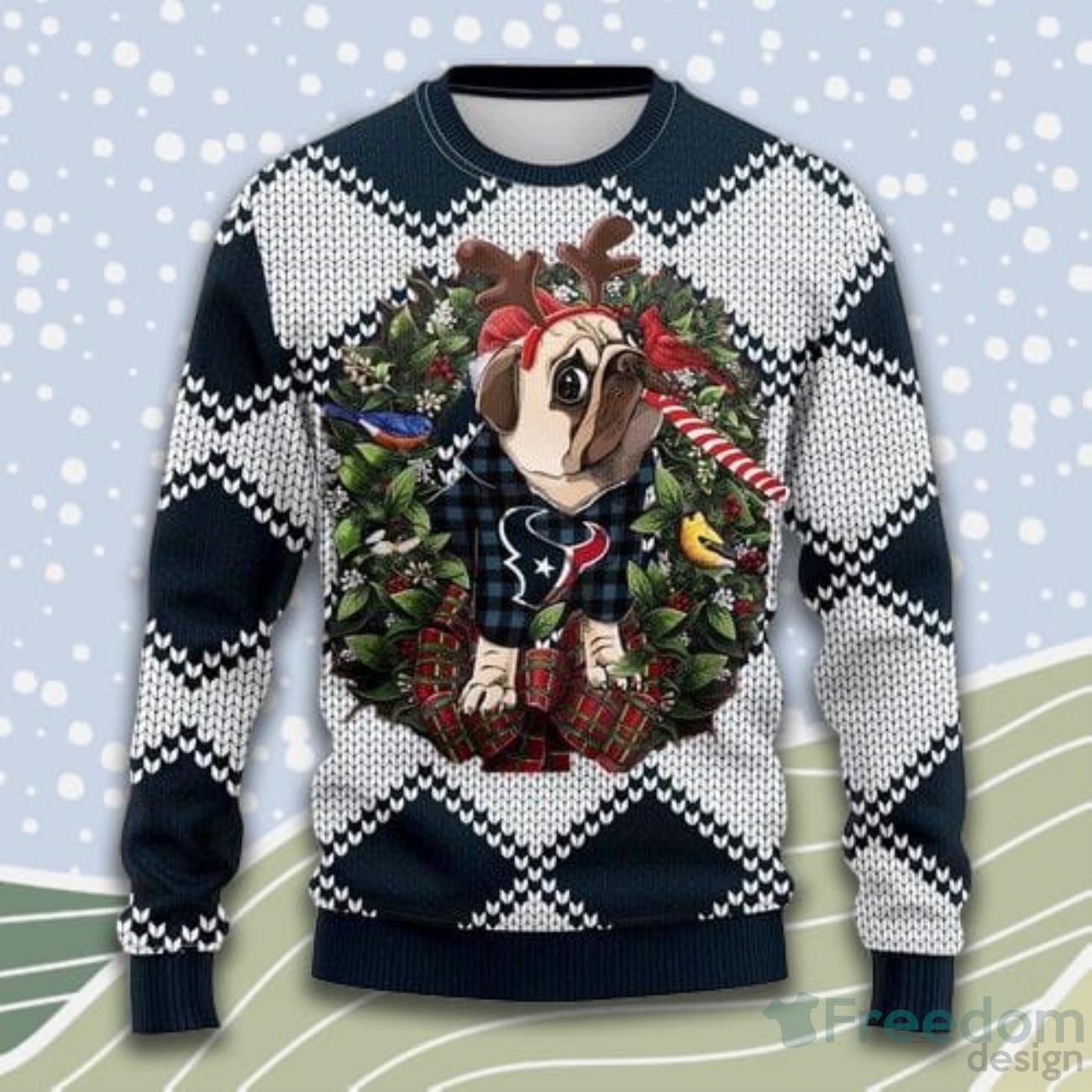 MLB Sport Fans Houston Astros Pug Dog Lover Cute Gift Ugly Christmas  Sweater - Freedomdesign