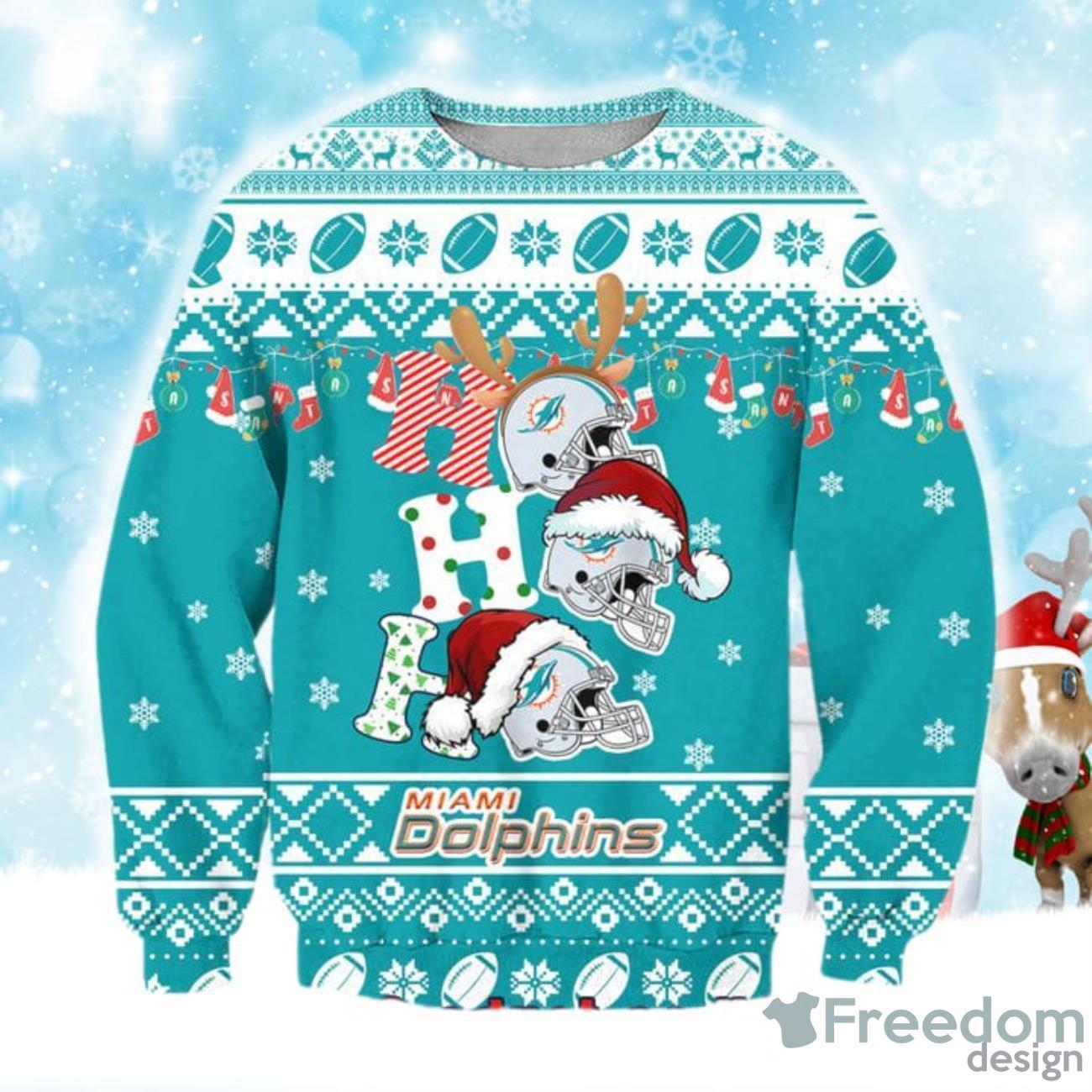 Miami Dolphins Christmas Santa Claus Hohoho Ugly Christmas Sweater