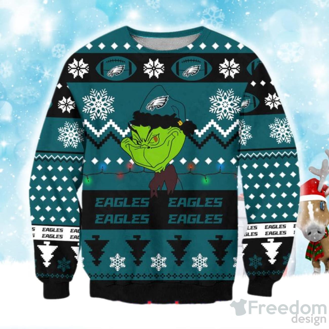 Philadelphia Eagles Christmas Caro Pattern Ugly Sweater For Men Women -  Limotees