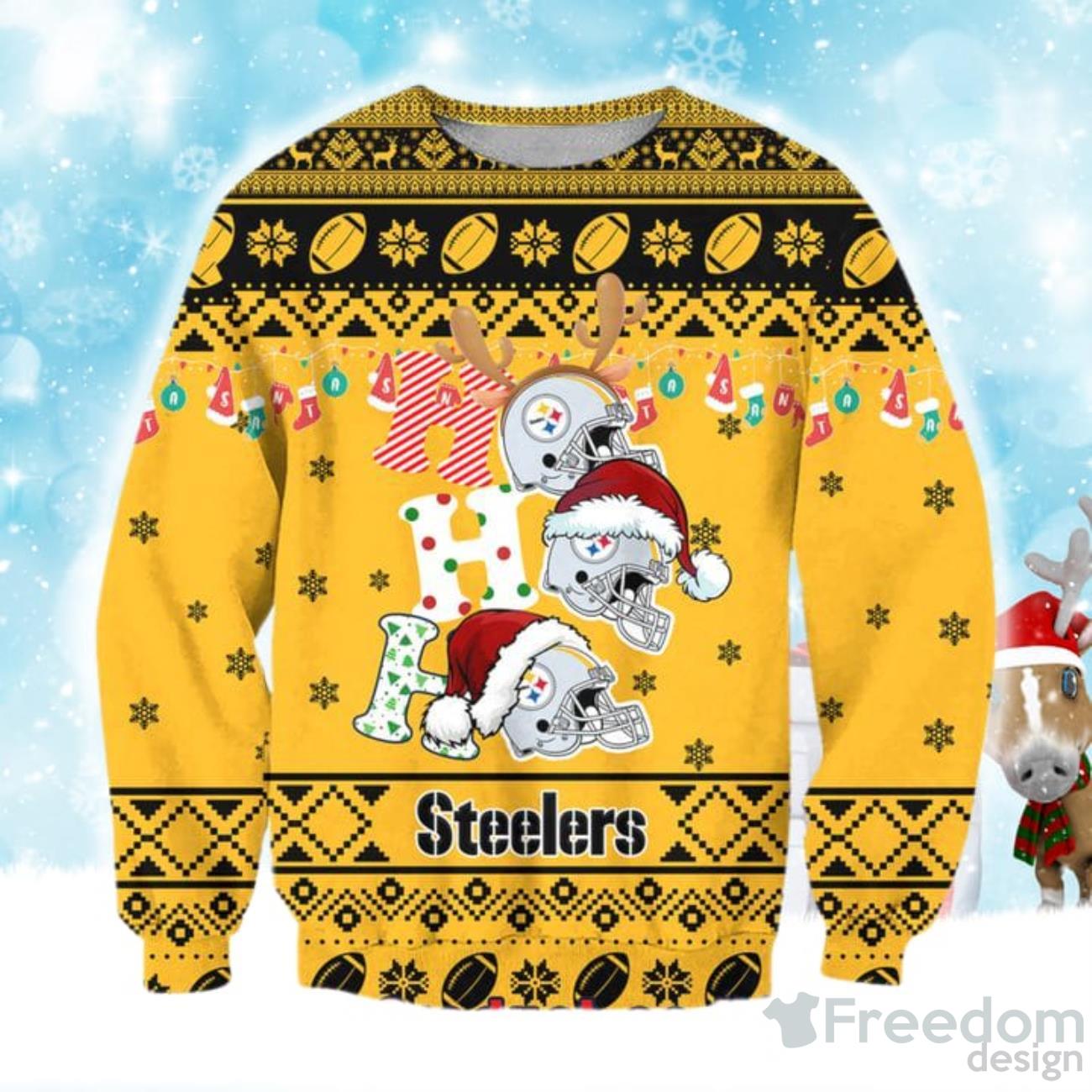 Pittsburgh Steelers NFL Ugly Stadiums Christmas 3D Zip Hoodie