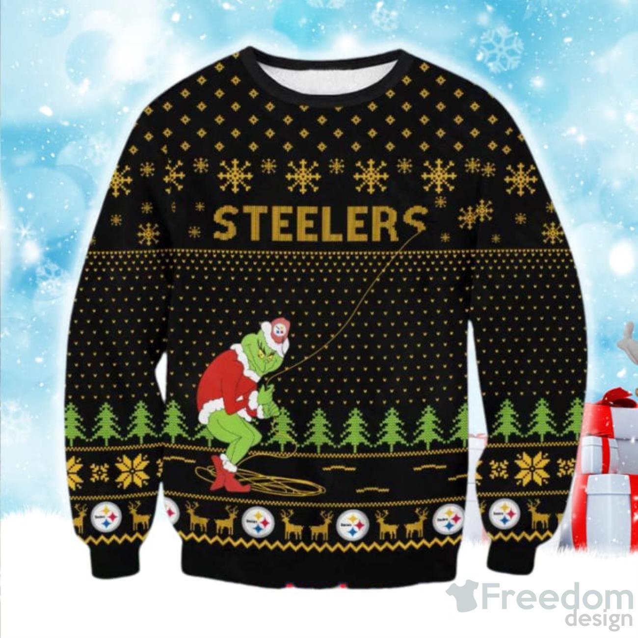 Steelers Christmas Sweater Grinch Hand Logo Pittsburgh Steelers