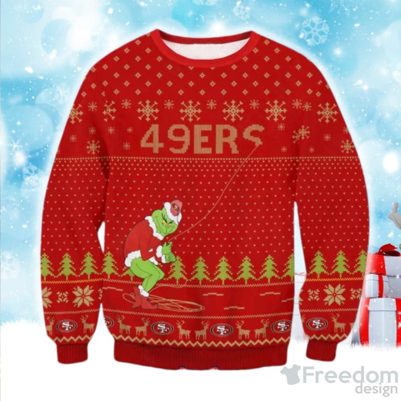 Cute Grinch American Football San Francisco 49ers Ugly Christmas Sweater  For Fans