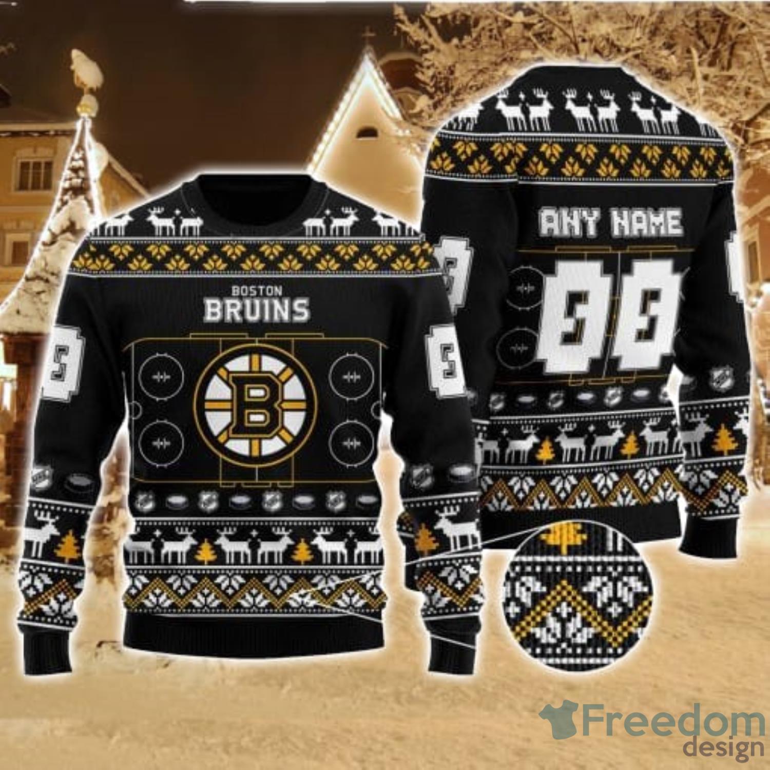 Boston Bruins Pattern Ugly Christmas Sweater Gift - Freedomdesign