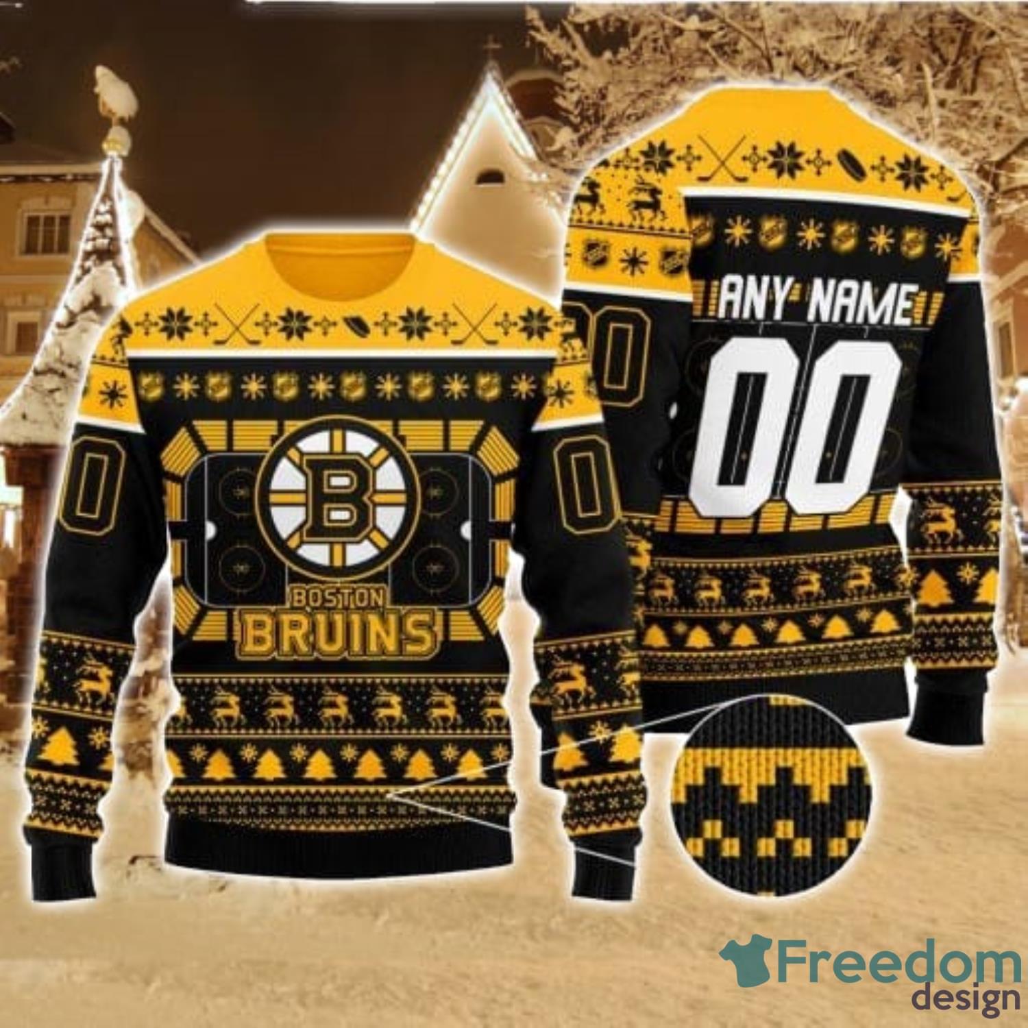 Boston Bruins Pattern Ugly Christmas Sweater Gift - Reallgraphics