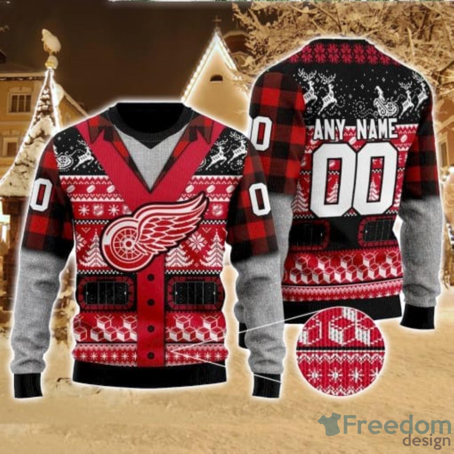 Personalized NHL Detroit Red Wings Elk Pattern Ugly Christmas Sweater  Perfect Gift For Football Fans