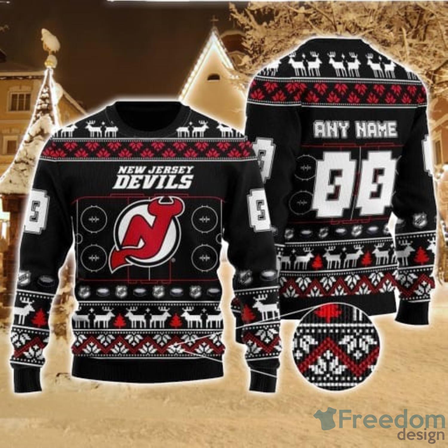 New Jersey Devils Santa Hat Snowflake 3D Ugly Christmas Sweater