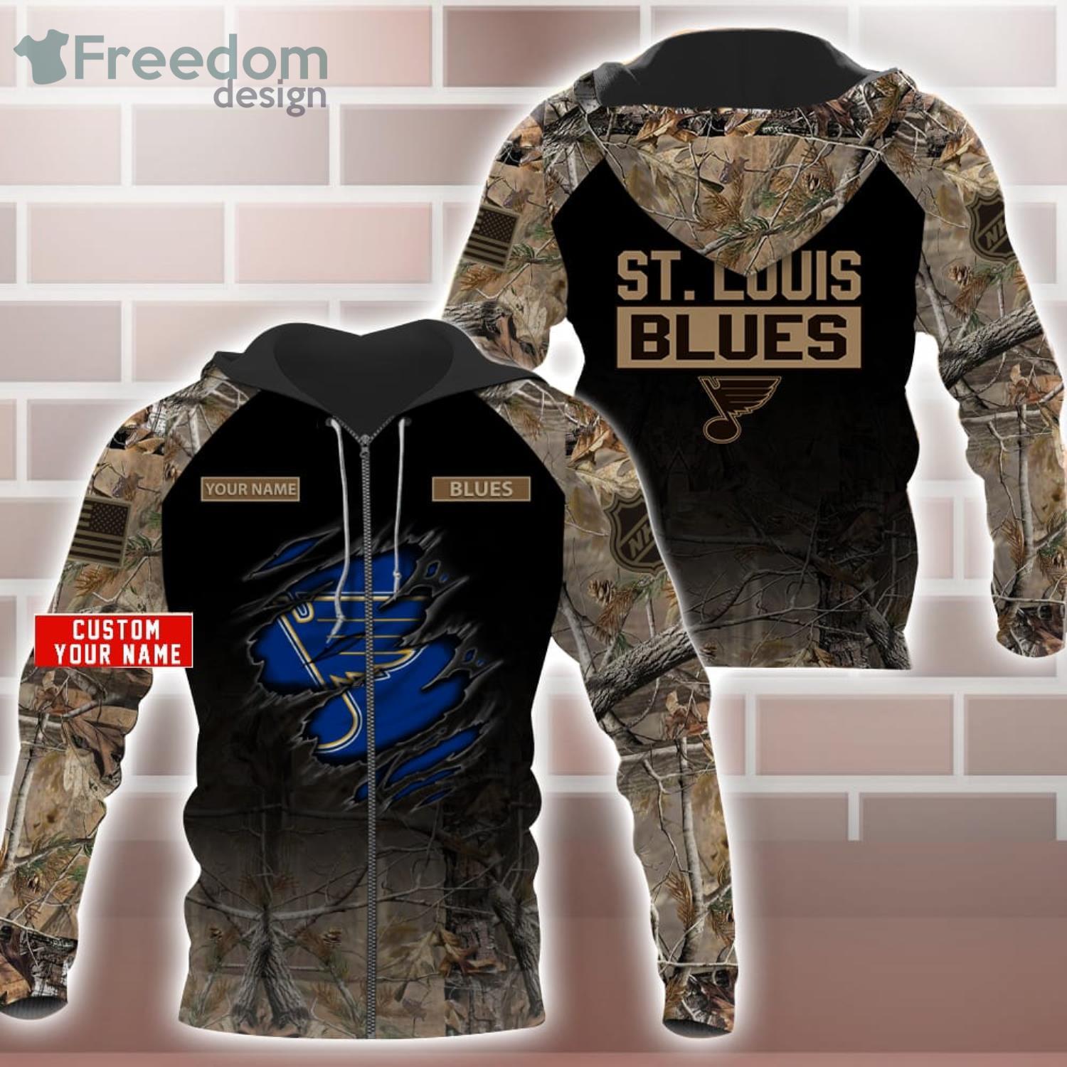 NHL St. Louis Blues Custom Name Number Military Jersey Camo Fleece Oodie