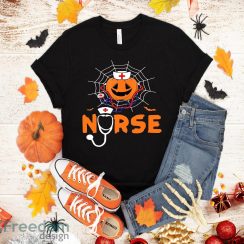 Nurse Halloween Costume Stethoscope Heartbeat Pumpkin T-Shirt Halloween Gift