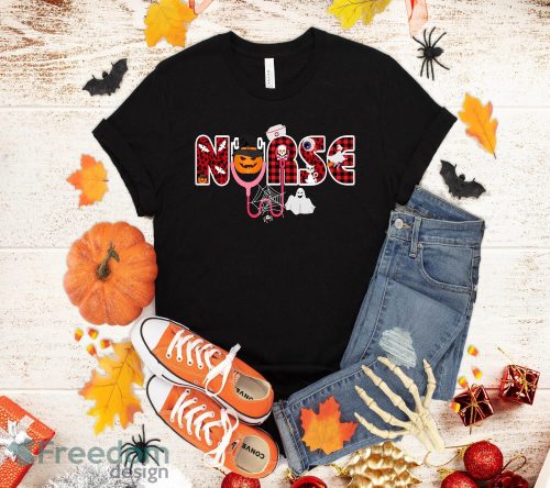 Nurse Halloween Shirt Gift With Pumpkin Spider Witch T-Shirt Halloween Gift Product Photo 1