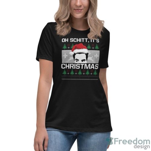 Oh Schitt It's Christmas Movie Quotes T-shirt, David Rose Ugly Christmas Sweater - Women's Relaxed Short Sleeve Jersey Tee