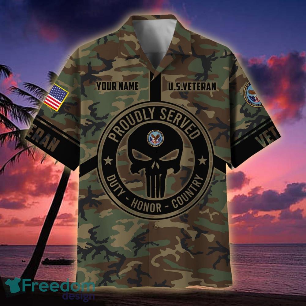 Personalized Camo Soldiers Multiservice US Army Hawaiian Shirt For Men  Veteran - Freedomdesign