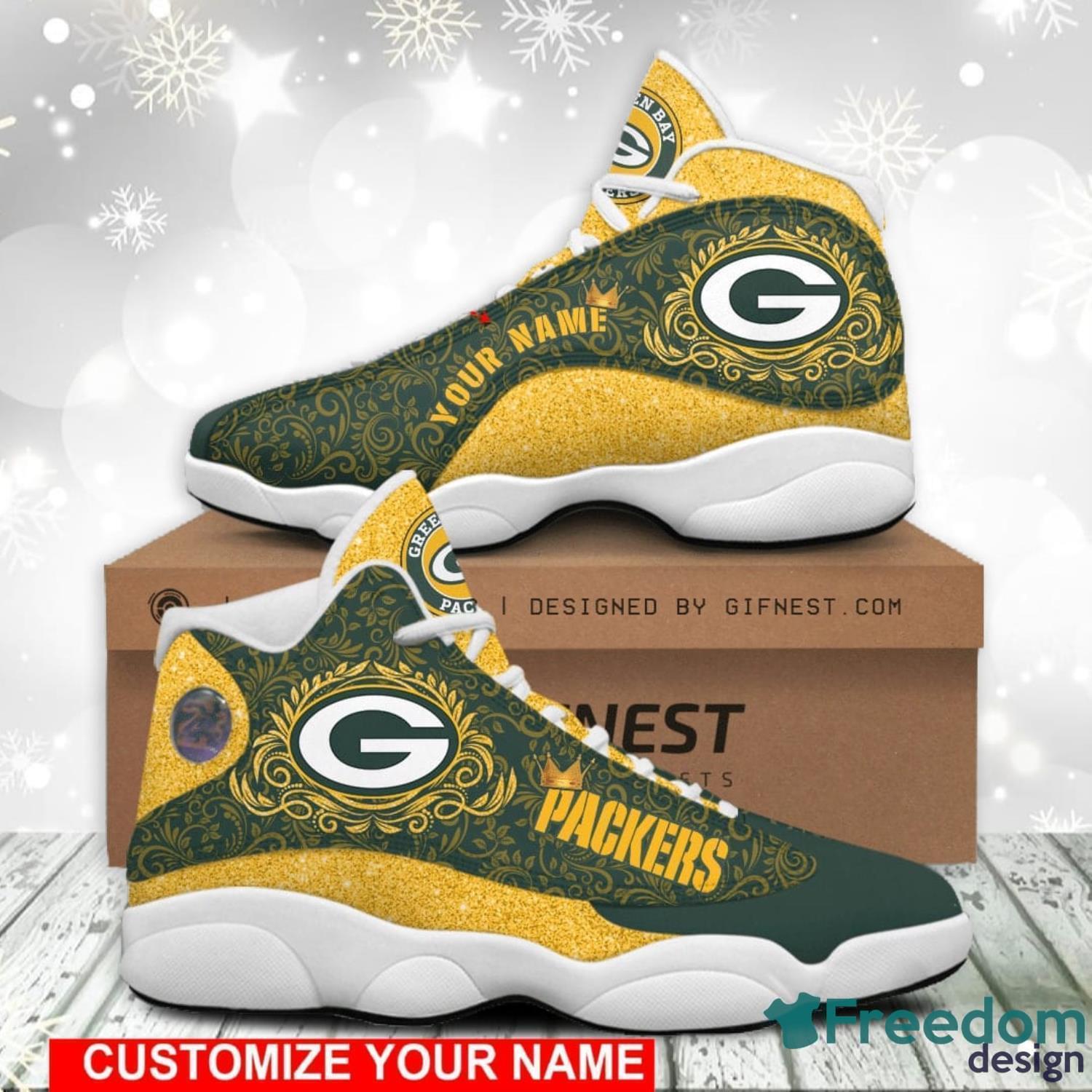 Green Bay Packers Air Jordan 13 Sneakers Shoes Custom Name Personalized  Gifts