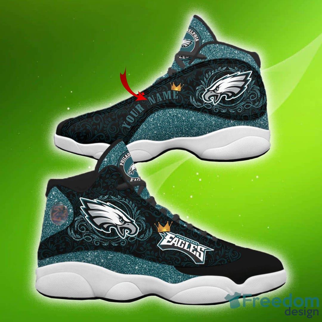 Philadelphia Eagles Football Team Custom Name Air Jordan 13 Sneakers Gift  For Fans - YesItCustom