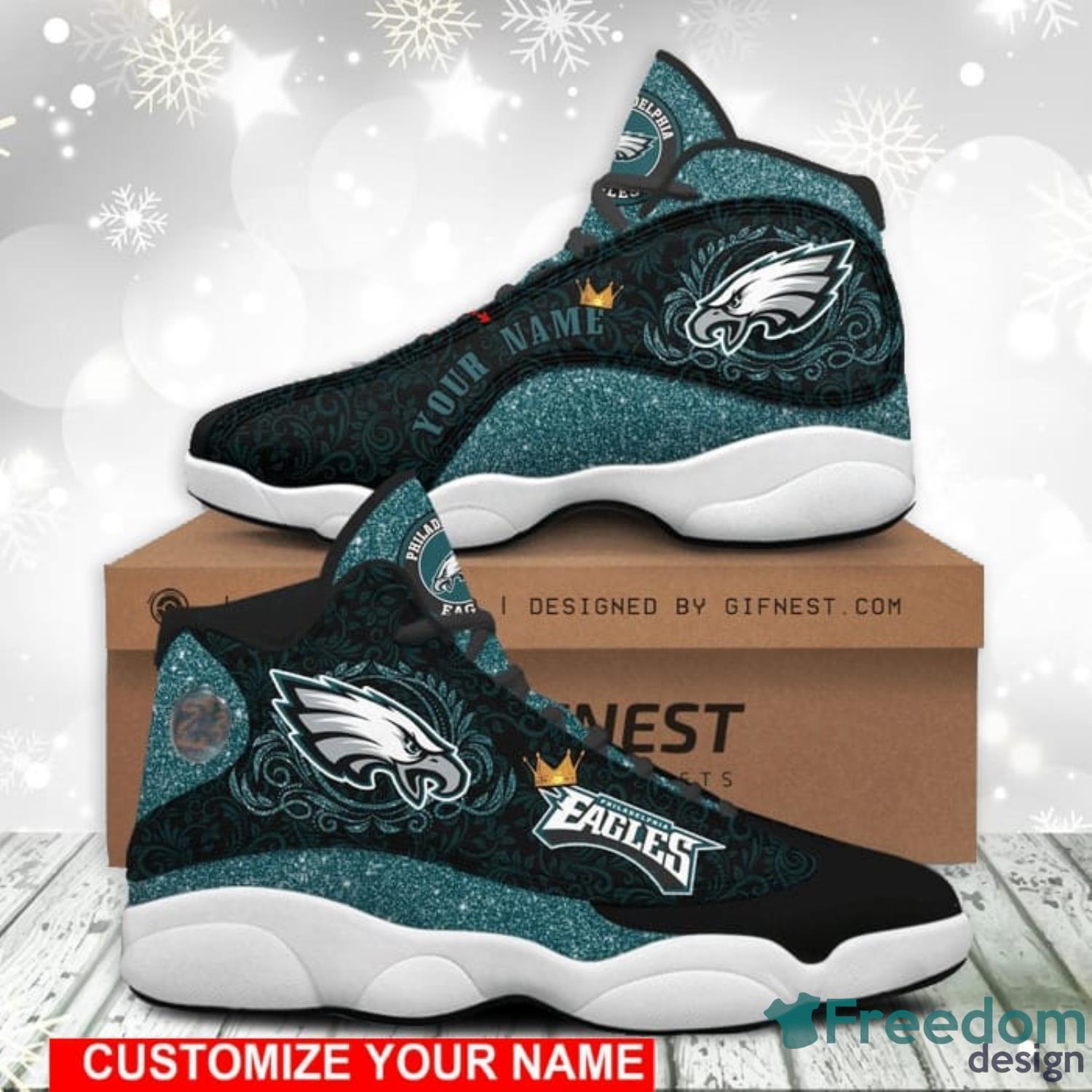 Philadelphia Eagles Logo Pattern Air Jordan 13 Sneaker Shoes