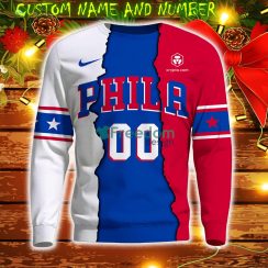 Philadelphia 76ers NBA Custom Number And Name 3D Sweatshirt For Fans AOP Christmas Gift Sweater